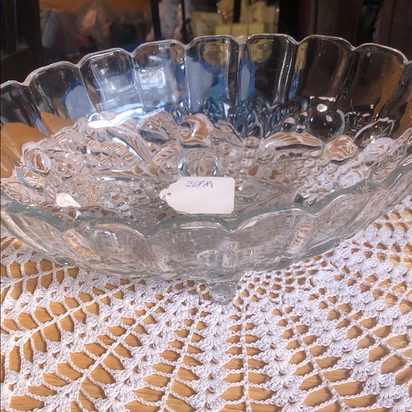 Indiana glass company clear harvest pattern footed oval fruit bowl - Picture 1 of 1
